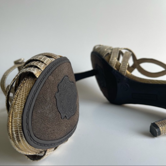 ETIENNE AIGNER Gold Strappy Heels - Picture 6 of 11